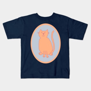 Peach Fuzz Cat Oval Kids T-Shirt